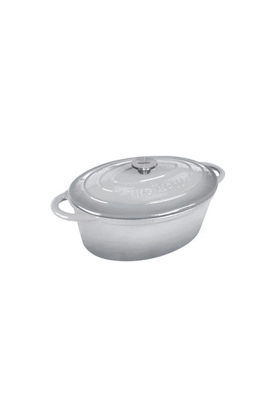 Kinghoff Enameled cast iron pot 6.2 liters, 33cm saucepan with lid, oval, gray,
