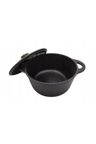 Kinghoff Cast iron pot 2.4 liters, 22cm saucepan with lid, black,