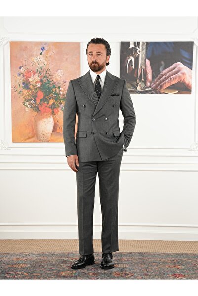 PAREZ Erkek Slim Fit İtalyan Stil Kruvaze Takım Elbise Ceket Pantolon XPRZCOM...