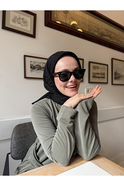 CUOCA LOUNGE Bloom Desen Siyah %100 Cotton Eşarp