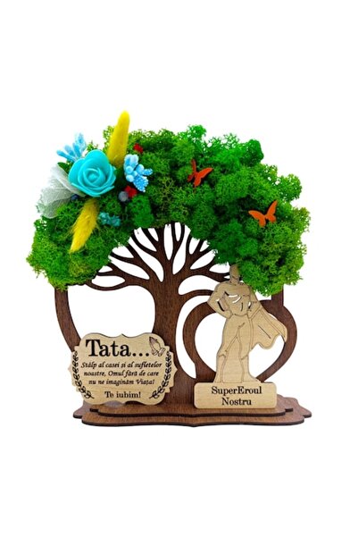 OEM Copac decorativ din lemn cu licheni stabilizat pentru tata – Cadou person...