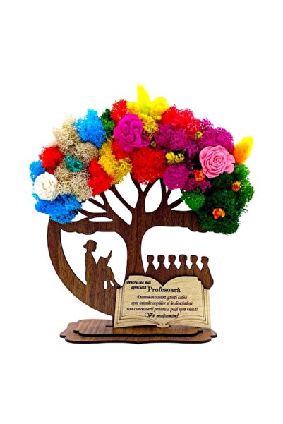 OEM Decorațiune copac cu licheni stabilizati pentru profesoara– 20 cm, nuc