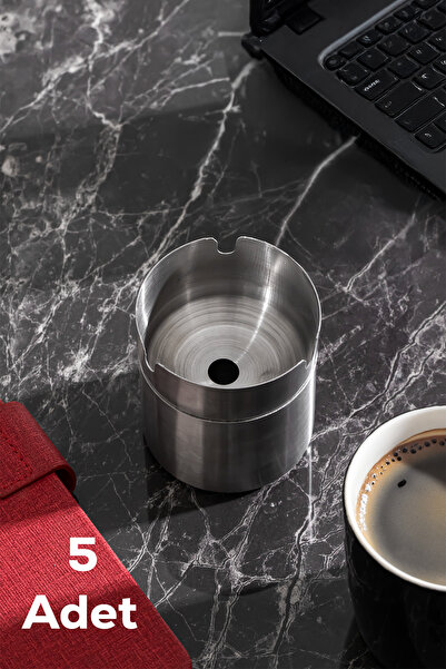 Porsima ETN-236 Large 5li Paslanmaz Çelik Metal Kül Tablası - Kapaklı Rüzgar ...