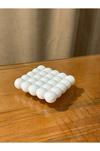 dipol Dekoratif Kare Bubble Taş Tozu Tabak 2'li set – Vernikli El Emeği 8 cm