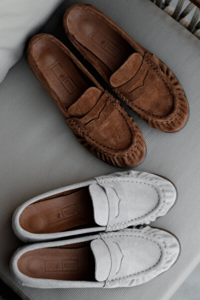 MY DERİ Pantofi de damă Alisy autentici piele întoarsă piele balerini 4227