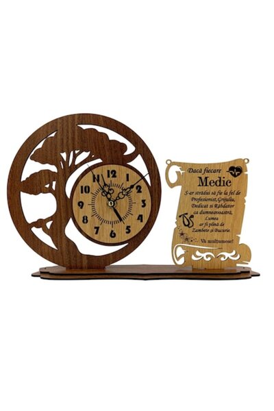 OEM Wooden Bonsai Decorative Clock for Doctor "Best..." - 30x20 cm, Personalized Gift