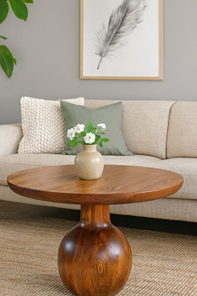 Simillo Home&Living Larin Ahşap Orta Sehpa Fındık Renk Mantar Sehpa