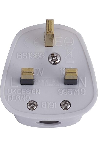 Schneider Electric قابس TOP13A الحصري القياسي 13A بثلاثة دبابيس، أبيض