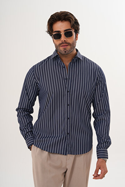 Catto Peak Раирана памучна сезонна мъжка риза