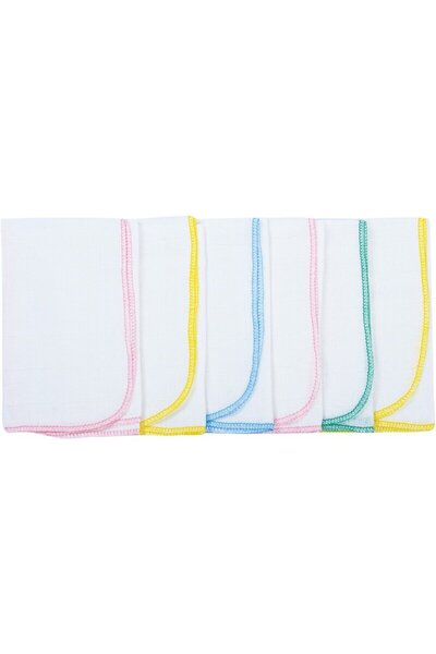 Bubaba Set 6 scutece tetra, Bubaba, Din bumbac, 40x40 cm, 0 luni+, Multicolor