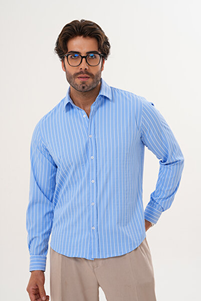 Catto Peak Сорочка смугаста бавовняна сезонна Regular чоловіча сорочка