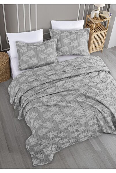 Monolisse Hexia Jacquard Bedspread Set Double Size Gray 230X240 cm