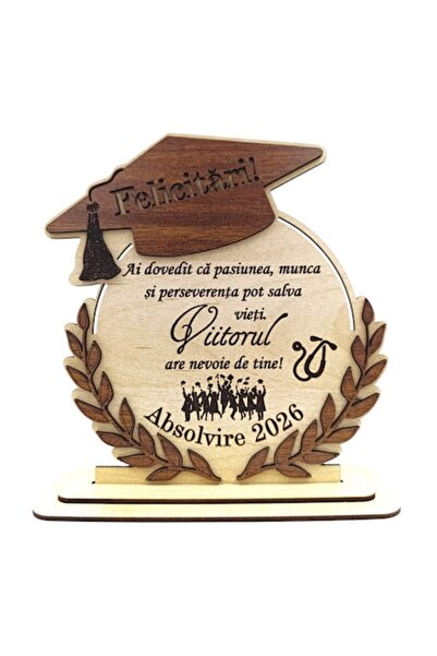 OEM Cadou personalizat de absolvire din lemn cu mesaj gravat „Ai reușit...” -...
