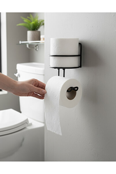EVSTYLE Suport dreptunghiular pentru hârtie igienică cu raft * NEGRU