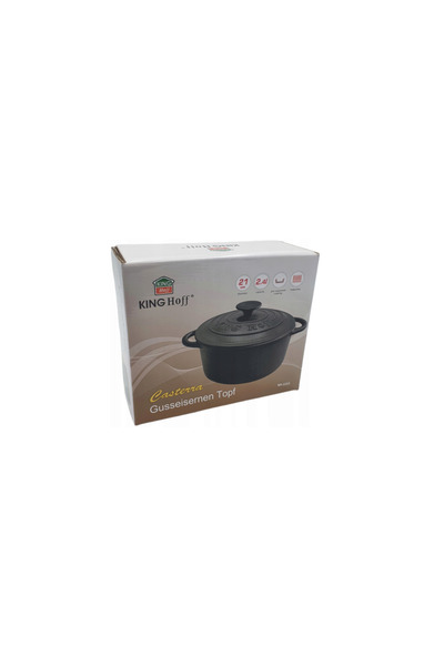 Kinghoff Cast iron pot 2.4 liters, 21cm, with lid, black,
