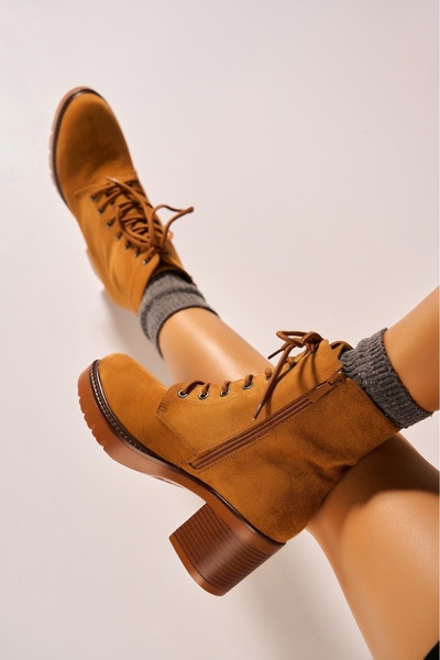 Joana Women's Winter Suede Boots, Camel, Size 40