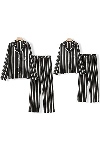 Margoun Couple Matching Pajamas Set Striped Long Sleeve Shirt and Pants Sleepwear Soft MG05