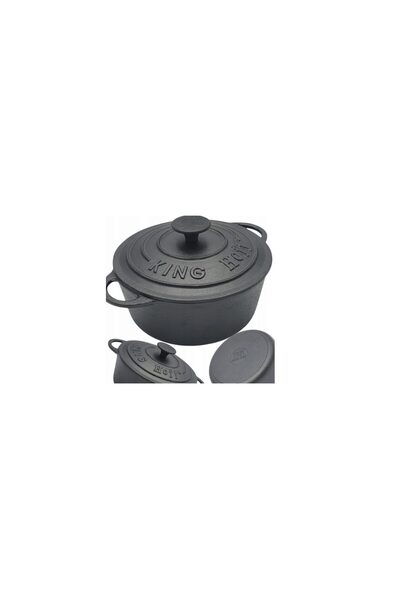 Kinghoff Cast iron pot 2.4 liters, 21cm, with lid, black,