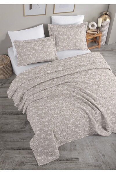 Monolisse Set cuvertură de pat Lua Jacquard dublu bej 230x240 cm