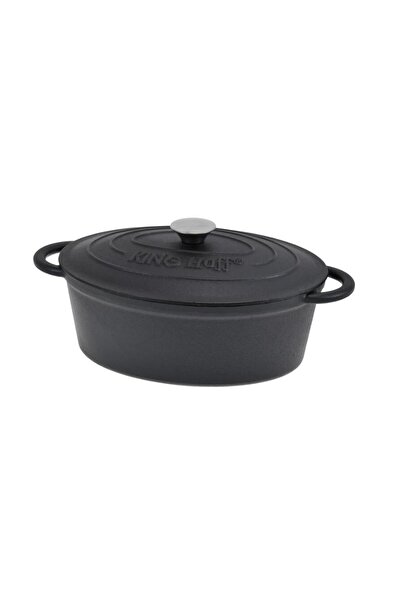 Kinghoff Cast iron pot 6.2 liters, 33cm saucepan with lid, black,