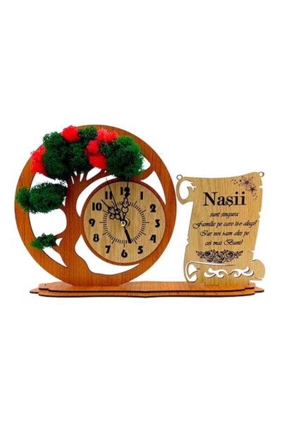 OEM Ceas bonsai cu licheni și mesaj pentru nași, 30x20 cm, cadou personalizat