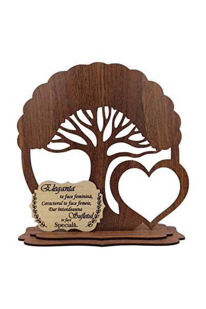 OEM Decorațiune personalizată pentru brad din lemn cu mesaj gravat, 20 cm, nuc