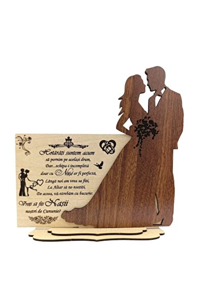 OEM Cadou personalizat – decorațiune din lemn cu siluetă de mire și mireasă p...