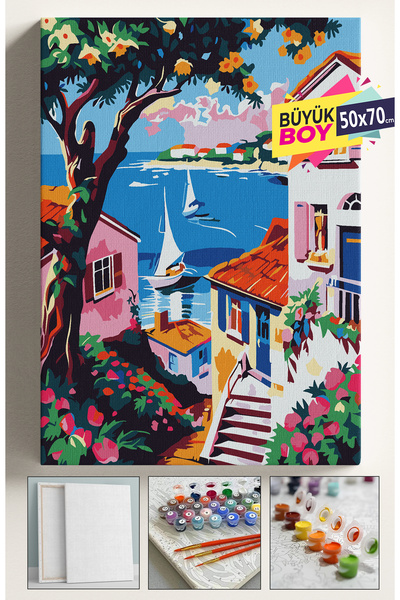 Genel Markalar Sayılarla Boyama Seti Numaralı Tuval Fırça Boya Dahil Kasnaklı...