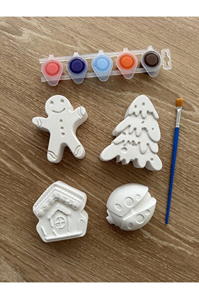 BalibeeCandle Çocuklar İçin Taş Boyama Seti – Uğur Böceği, Çam Ağacı, Şeker Ev – Fırça ve Boya