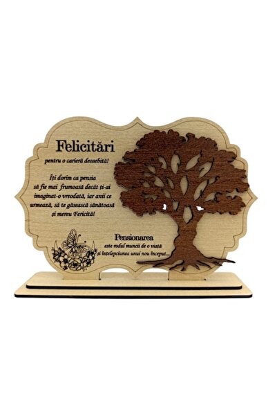 OEM Placă din lemn - Cadou personalizat pentru pensionară – 30x20 cm, crem