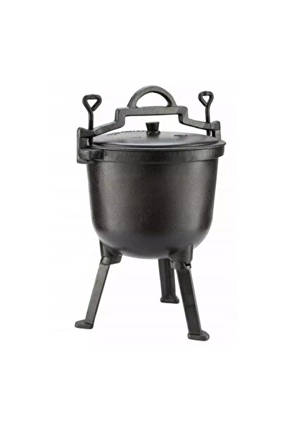Kinghoff Cast iron cauldron with legs and lid, 10 liters, black,