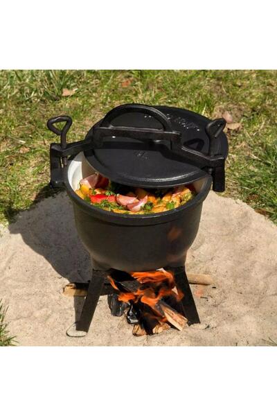Kinghoff Enameled cast iron cauldron with legs and lid, 4 liters, black,