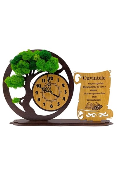 OEM Ceas Bonsai cu Licheni Stabilizați și Mesaj pentru Profesori, educatoare/...