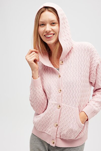 Peraluna Yvonne Hooded Pocket Knit Cardigan - Light Pink