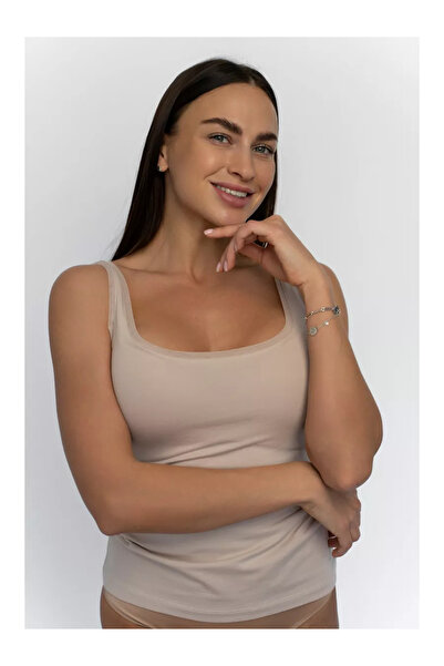 LİRONA LRN 25493 Γυναικείο ύφασμα Premium Modal Cotton ελαστικό ύφασμα Tulle με ρέλι Χοντρό λουράκι Εσώρουχο και εξωτερικό ρούχο με λουράκια