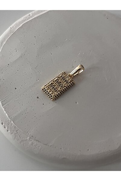 BusradanDesign Özel Seri Altın Kaplama Zirkon Taşlı Külçe Model Kolye Ucu