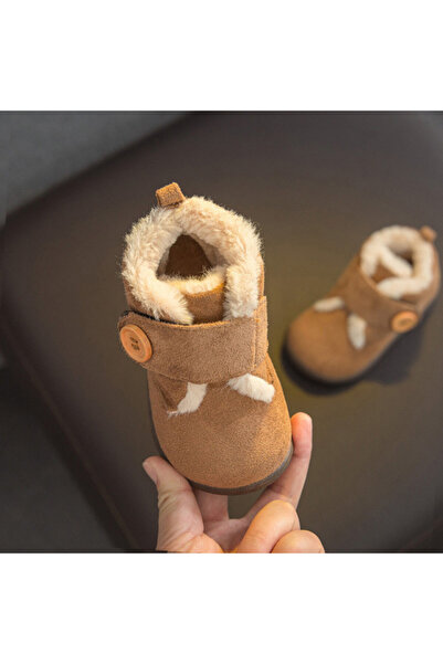 BebeNou Pantofi căptușiți cu fleece maro deschis - Watercress MDHYW18-3-s1