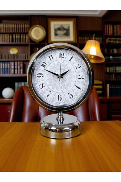 ZENTİME Retro Class 25x20 Krom Metal Masa Saati