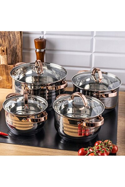 Klausberg Set 4 oale cu capac, inox, 2.1l, 2.9l, 3.9l, 6.6l, fund multistrat termic,