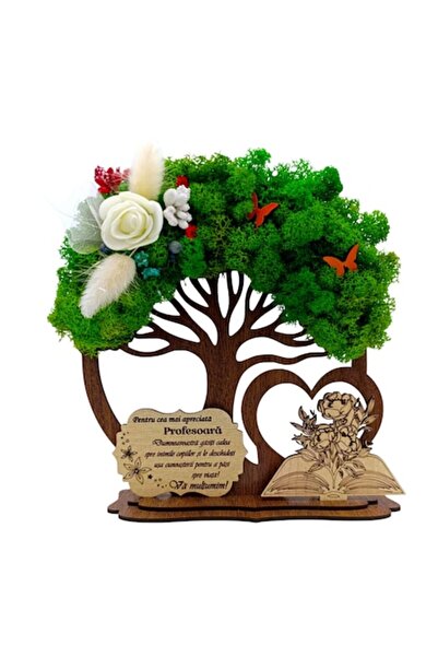 OEM Decoratiune din lemn cu licheni stabilizați pentru profesoara– Cadou pers...