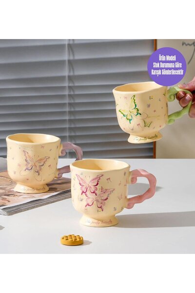 Gift Moda كوب سيراميك بتصميم عتيق باللون الوردي