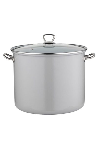 Florentyna Oala din inox emailat lucios, cu capac, gri, 14l-28cm, Florina