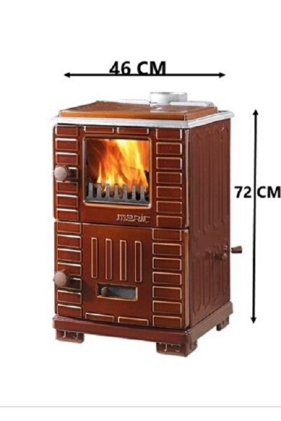 MERİÇ Soba Geniş Camlı Döküm Hazneli Soba Odun Sobası Kömür Sobası Yüksek Isı ve Dayanıklılık