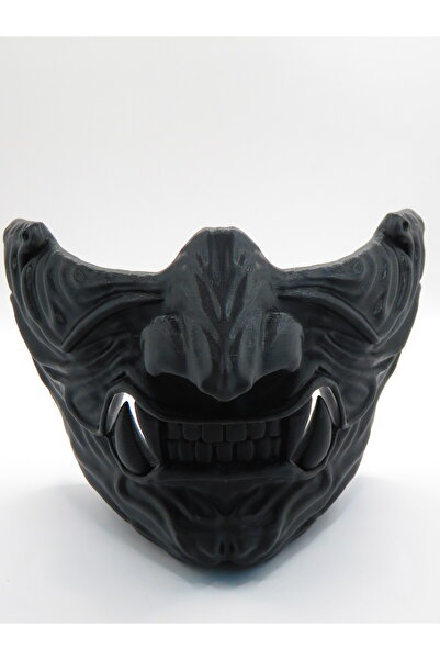 MODA 3D Oni Maskesi – Siyah Versiyon | Japon Mitolojisi Temalı Dekoratif Kole...