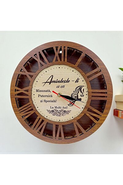 OEM Wall clock, personalized gift with message for Wife/Girlfriend/Mom, 30 cm, walnut