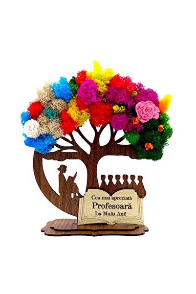 OEM Decorațiune copacul vieții cu licheni,mesaj pentru profesoara – 20 cm
