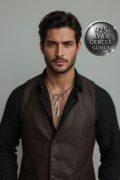 Mimodish 925 Ayar Gerçek Gümüş MI Zülfikar-ı Tuğra Erkek Kolye – Premium El İşçiliği Zülfikar Kılıç Kolyesi