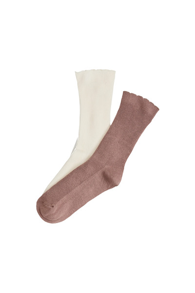 ESOTIQ Women's Mid Calf Socks 2-Pack Set Long Comfy Cotton Blend Ribbed Ruffl...