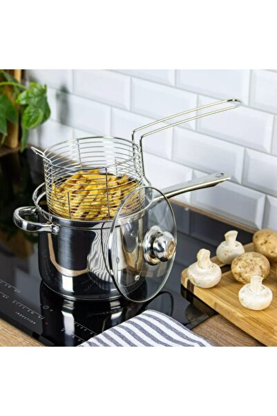 Kinghoff Cratita cu capac si cos pentru prajit, din inox capacitatate 3.6 lir...