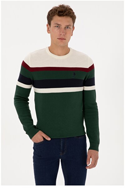 U.S. Polo Assn. Πουλόβερ από πλεκτό βαμβάκι 100% με υφή U.S. Polo Assn.